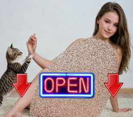 Ангелина ню, играет с котиком